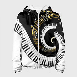 Куртка с капюшоном женская МУЗЫКАЛЬНЫЙ УЗОР, цвет: 3D-белый