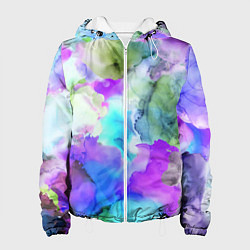 Куртка с капюшоном женская Акварельная краска, цвет: 3D-белый
