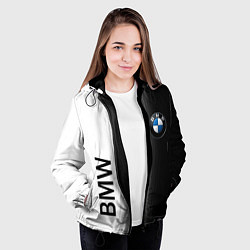 Куртка с капюшоном женская Black and White BMW, цвет: 3D-черный — фото 2