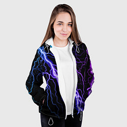 Куртка с капюшоном женская НЕОНОВАЯ МОЛНИЯ ГРОЗА, цвет: 3D-белый — фото 2