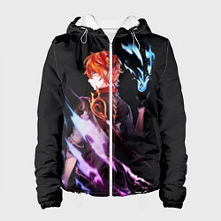 Куртка с капюшоном женская ТАРТАЛЬЯ - GENSHIN IMPACT NEON, цвет: 3D-белый