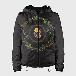 Куртка с капюшоном женская ЦВЕТОЧНЫЙ РАЙ, цвет: 3D-черный