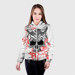 Куртка с капюшоном женская Череп с рогами, цвет: 3D-белый — фото 2