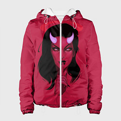 Куртка с капюшоном женская Ангельский демон, цвет: 3D-белый