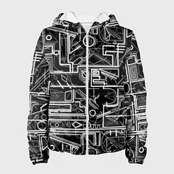 Куртка с капюшоном женская Белые абстрактные линии, цвет: 3D-белый