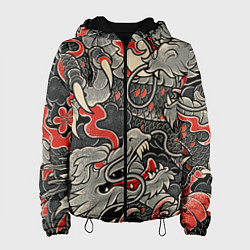 Куртка с капюшоном женская Китайский Дракон, China Dragon, цвет: 3D-черный