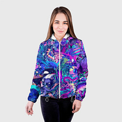 Куртка с капюшоном женская Неоновые Звери, цвет: 3D-белый — фото 2