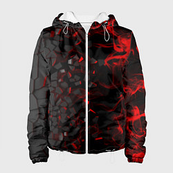 Куртка с капюшоном женская 3Д Разлом 3D Плиты и огонь, цвет: 3D-белый