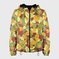 Куртка с капюшоном женская Яркие осенние листья, цвет: 3D-черный