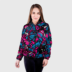 Куртка с капюшоном женская Мультяшные кислотные картинки, цвет: 3D-черный — фото 2