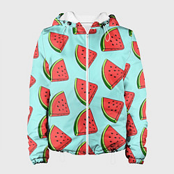 Куртка с капюшоном женская Дольки арбузов, цвет: 3D-белый