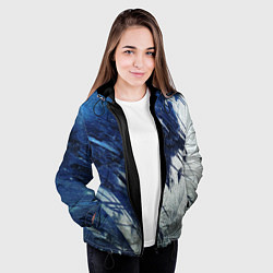 Куртка с капюшоном женская Серо-синее абстрактное, цвет: 3D-черный — фото 2