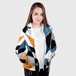 Куртка с капюшоном женская Геометрический узор, цвет: 3D-белый — фото 2