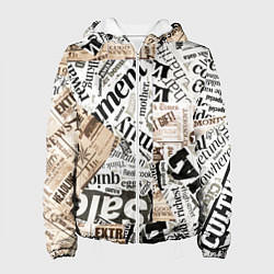 Куртка с капюшоном женская Газета, цвет: 3D-белый