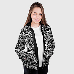 Куртка с капюшоном женская Черно-белая роспись, цвет: 3D-черный — фото 2