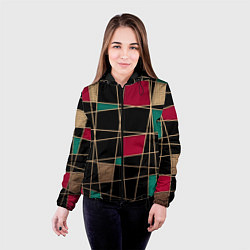 Куртка с капюшоном женская Модный абстрактный узор, цвет: 3D-черный — фото 2