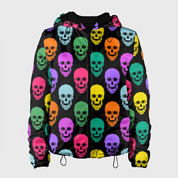 Куртка с капюшоном женская Разноцветные черепа Готика, цвет: 3D-черный