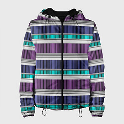 Женская куртка Бирюзово-сиреневый полосатый