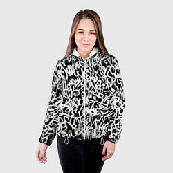 Куртка с капюшоном женская Graffiti white on black, цвет: 3D-белый — фото 2
