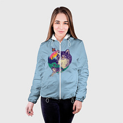 Куртка с капюшоном женская Волк единорог, цвет: 3D-белый — фото 2