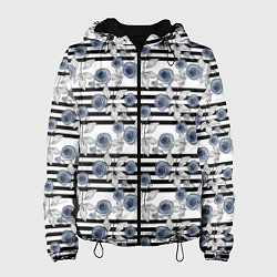 Куртка с капюшоном женская Акварельный полосатый узор, цвет: 3D-черный