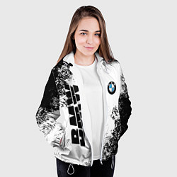 Куртка с капюшоном женская BMW БМВ РАЗРЕЗАННОЕ ЛОГО, цвет: 3D-белый — фото 2
