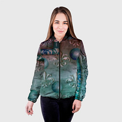 Куртка с капюшоном женская Объемная абстракция - Флер-де-лис, цвет: 3D-черный — фото 2