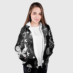 Куртка с капюшоном женская Монохромные Узоры, цвет: 3D-белый — фото 2