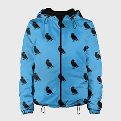 Куртка с капюшоном женская Вороны паттерн, цвет: 3D-черный