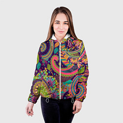 Куртка с капюшоном женская Яркий красочный узор, цвет: 3D-белый — фото 2