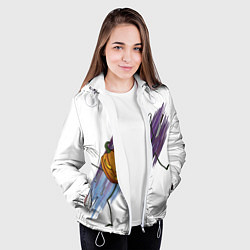 Куртка с капюшоном женская Агрессивная тыква, цвет: 3D-белый — фото 2