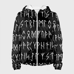 Куртка с капюшоном женская СЛАВЯНСКИЕ СКАНДИНАВСКИЕ РУНЫ РУНИЧЕСКИЙ АЛФАВИТ, цвет: 3D-белый
