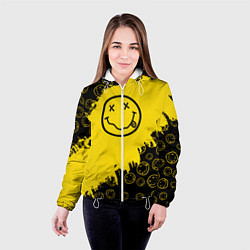 Куртка с капюшоном женская Nirvana Smile Нирвана Рваный Паттерн, цвет: 3D-белый — фото 2