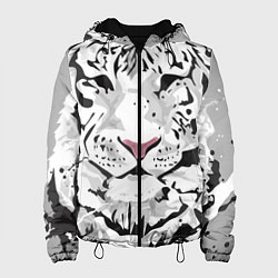 Куртка с капюшоном женская Белый снежный тигр, цвет: 3D-черный