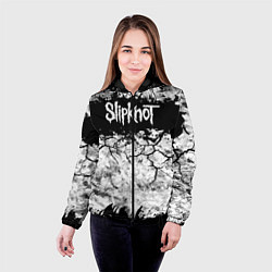 Куртка с капюшоном женская Надпись Слипкнот Рок Группа ЧБ Slipknot, цвет: 3D-черный — фото 2