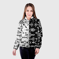Куртка с капюшоном женская ДРЕВНИЕ СЛАВЯНСКИЕ РУНЫ, цвет: 3D-белый — фото 2