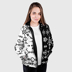 Куртка с капюшоном женская ДРЕВНИЕ СЛАВЯНСКИЕ РУНЫ, цвет: 3D-черный — фото 2