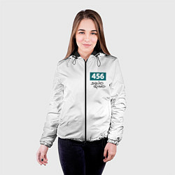 Куртка с капюшоном женская Игра в кальмара, номер 456, цвет: 3D-черный — фото 2