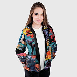 Куртка с капюшоном женская Ведьмак The Witcher комикс, цвет: 3D-черный — фото 2