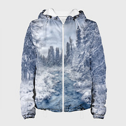 Куртка с капюшоном женская СНЕЖНЫЙ ПЕЙЗАЖ, цвет: 3D-белый