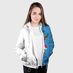 Куртка с капюшоном женская Крутые Санта и Олень, цвет: 3D-белый — фото 2