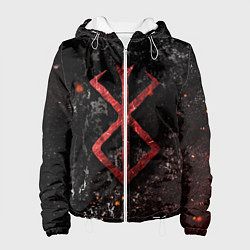 Куртка с капюшоном женская BERSERK LOGO GRUNGE RED, цвет: 3D-белый
