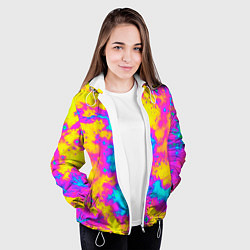 Куртка с капюшоном женская Яркая абстракция космических красок, цвет: 3D-белый — фото 2