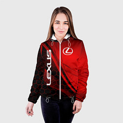 Куртка с капюшоном женская LEXUS RED GEOMETRY ЛЕКСУС, цвет: 3D-белый — фото 2