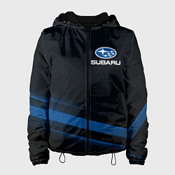 Куртка с капюшоном женская Subaru, sport style, цвет: 3D-черный
