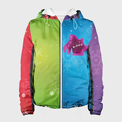 Куртка с капюшоном женская Цветное рождество Snowflake, цвет: 3D-белый