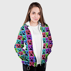 Куртка с капюшоном женская МАЙНКРАФТ MINECRAFT ЦВЕТНЫЕ КРИПЕРЫ, цвет: 3D-белый — фото 2