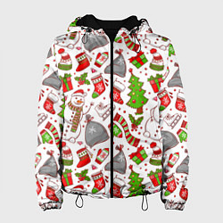 Куртка с капюшоном женская Новый Год!, цвет: 3D-черный