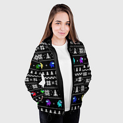 Куртка с капюшоном женская Орнамент Among us, цвет: 3D-черный — фото 2