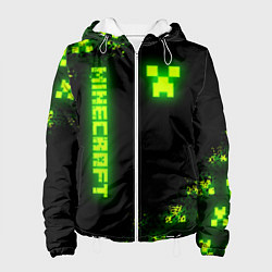 Куртка с капюшоном женская MINECRAFT NEON LOGO CREEPER, цвет: 3D-белый
